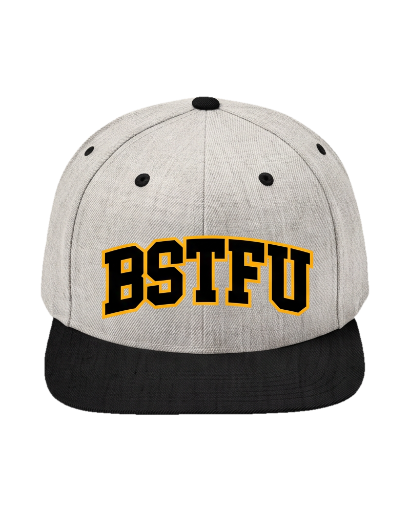 FIRST DROP Snapback — Heather Grey Gold Outline
