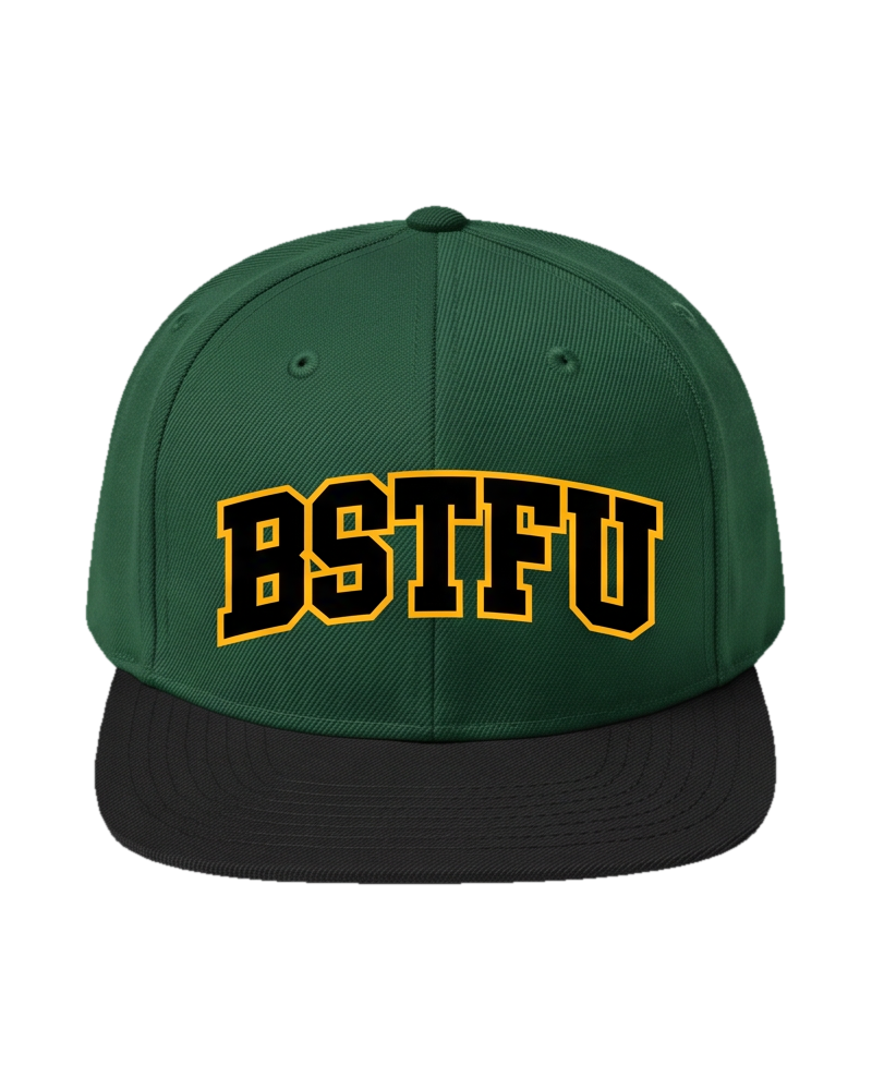FIRST DROP Snapback — Forest Green Gold Outline