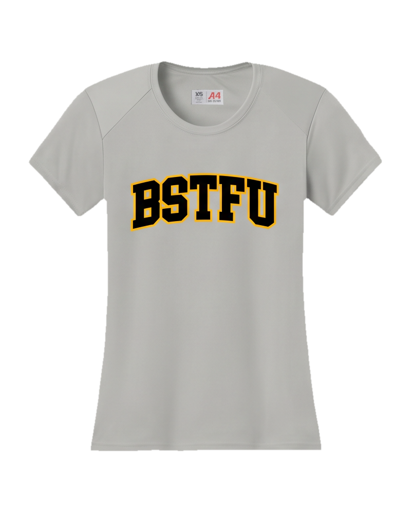 FIRST DROP Fitted Tee — Silver Grey Gold Outline