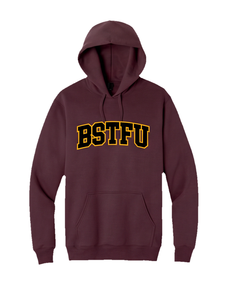 FIRST DROP Hoodie — Burgundy Gold Outline