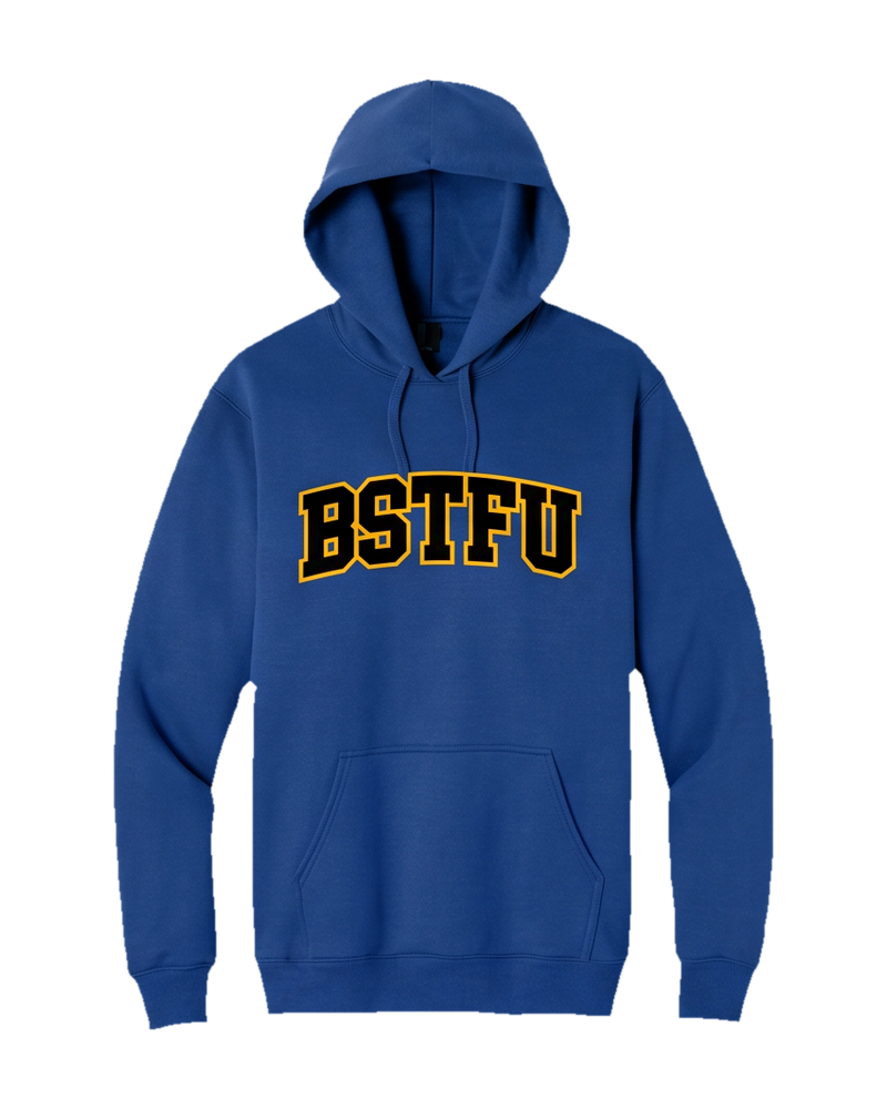 FIRST DROP Hoodie — Royal Blue Gold Outline
