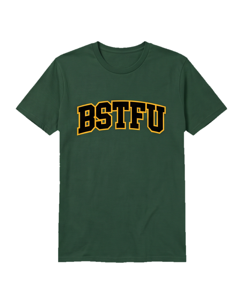 FIRST DROP Varsity Tee — Forest Green Gold Outline